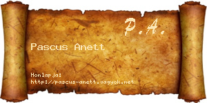 Pascus Anett névjegykártya